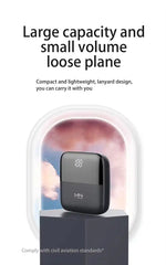 Portable power bank with digital display on a white background