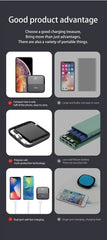 Product advantages of a charging treasure with various features displayed.