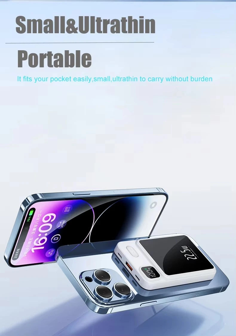 portable wireless charging power bank by iphone aura