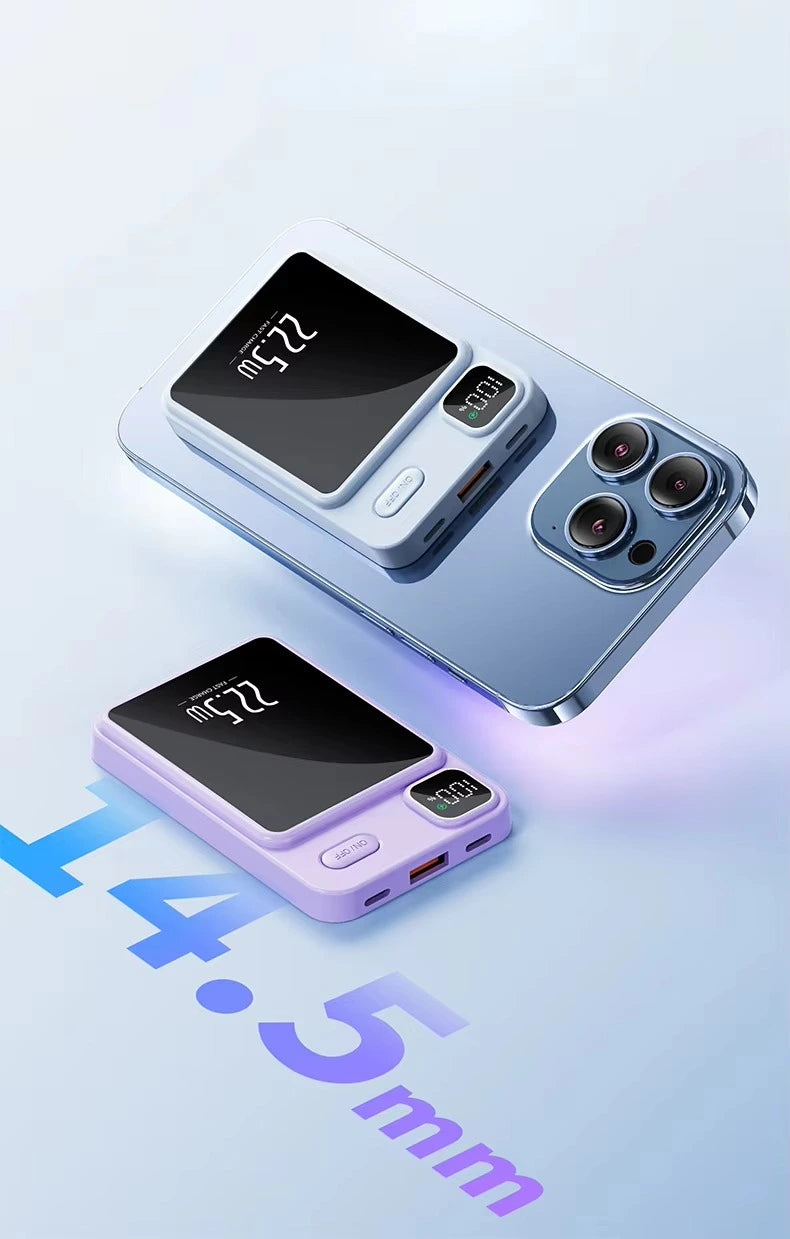 thin and light weight wireless charging power bank iphone aura